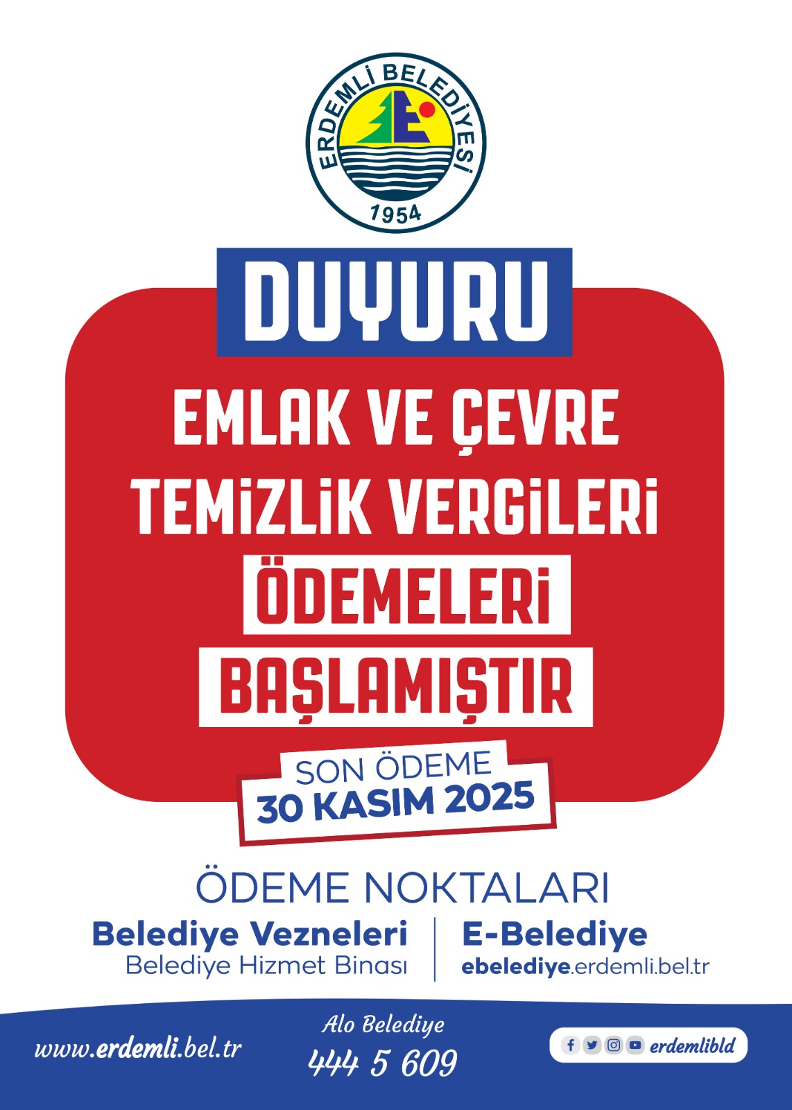 Emlak ve Çevre Temizlik Vergisi'nin 2. taksiti için ödemeler başladı.